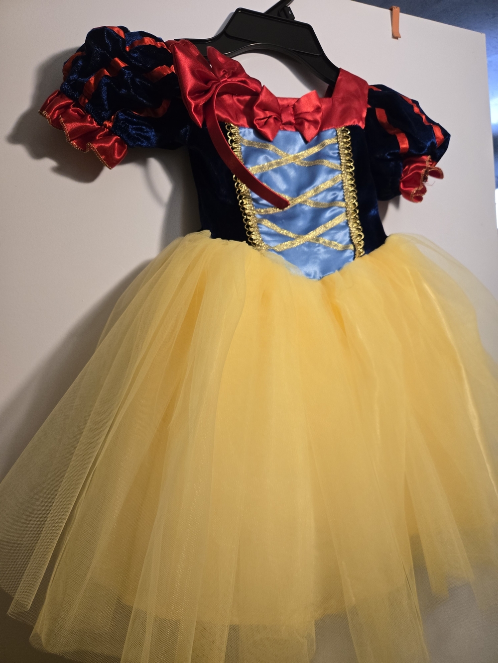 Classic Princess Yellow & Blue Tulle Kids Costume Dress Snow White With Headband